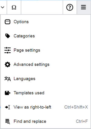 Screenshot of the Hamburger menu