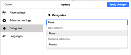 Adding categories